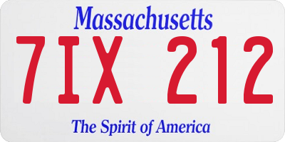 MA license plate 7IX212