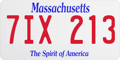 MA license plate 7IX213