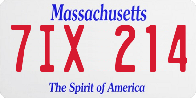 MA license plate 7IX214