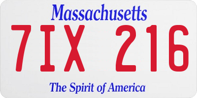 MA license plate 7IX216