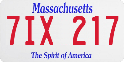 MA license plate 7IX217