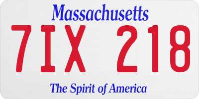 MA license plate 7IX218