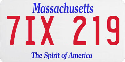 MA license plate 7IX219