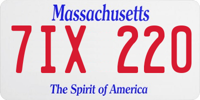 MA license plate 7IX220