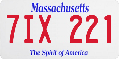 MA license plate 7IX221