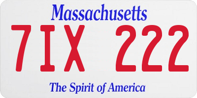 MA license plate 7IX222