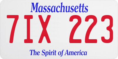 MA license plate 7IX223