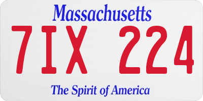 MA license plate 7IX224