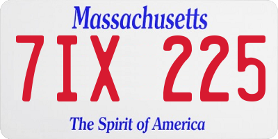 MA license plate 7IX225