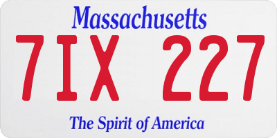 MA license plate 7IX227
