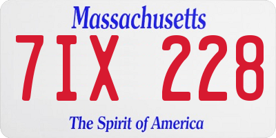 MA license plate 7IX228