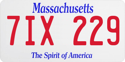 MA license plate 7IX229