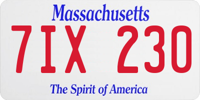 MA license plate 7IX230