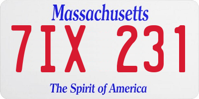 MA license plate 7IX231