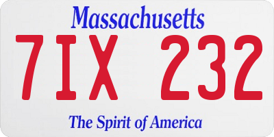 MA license plate 7IX232
