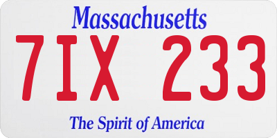 MA license plate 7IX233