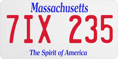 MA license plate 7IX235