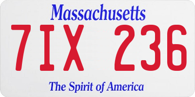MA license plate 7IX236