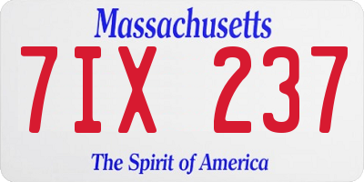 MA license plate 7IX237
