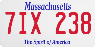 MA license plate 7IX238
