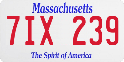 MA license plate 7IX239