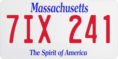 MA license plate 7IX241