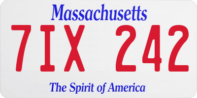 MA license plate 7IX242