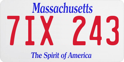 MA license plate 7IX243