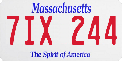 MA license plate 7IX244
