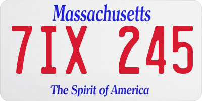 MA license plate 7IX245