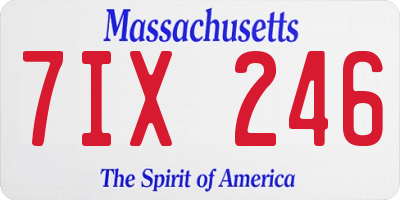 MA license plate 7IX246