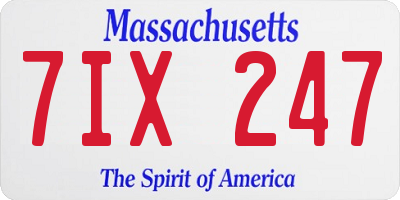 MA license plate 7IX247