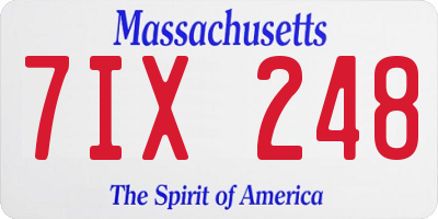 MA license plate 7IX248