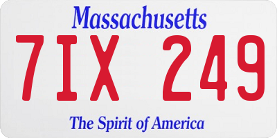 MA license plate 7IX249