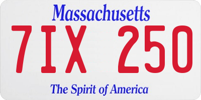 MA license plate 7IX250