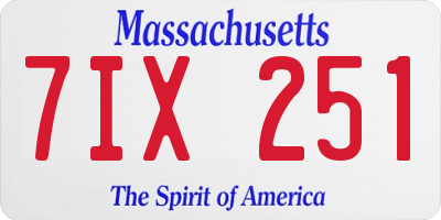 MA license plate 7IX251