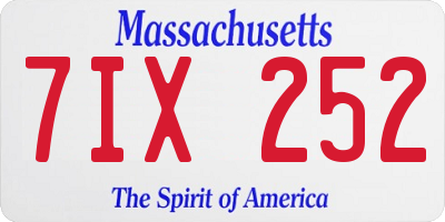MA license plate 7IX252