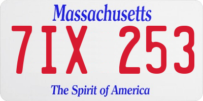 MA license plate 7IX253