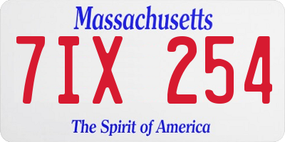 MA license plate 7IX254