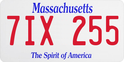 MA license plate 7IX255