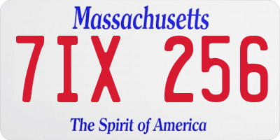 MA license plate 7IX256