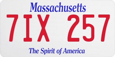 MA license plate 7IX257