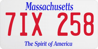 MA license plate 7IX258