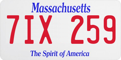 MA license plate 7IX259