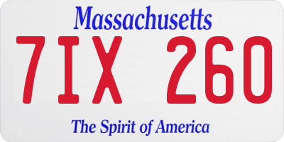 MA license plate 7IX260