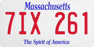 MA license plate 7IX261