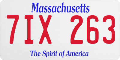 MA license plate 7IX263