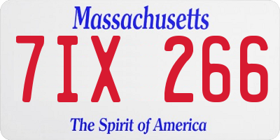 MA license plate 7IX266