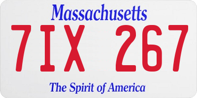 MA license plate 7IX267