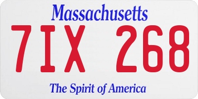MA license plate 7IX268